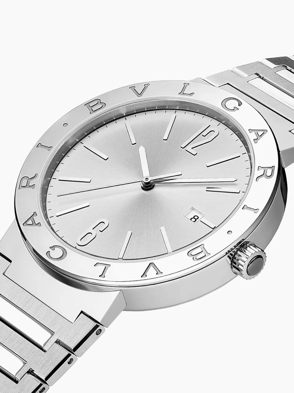 Bulgari Silver Stainless Steel Watch with White Dial